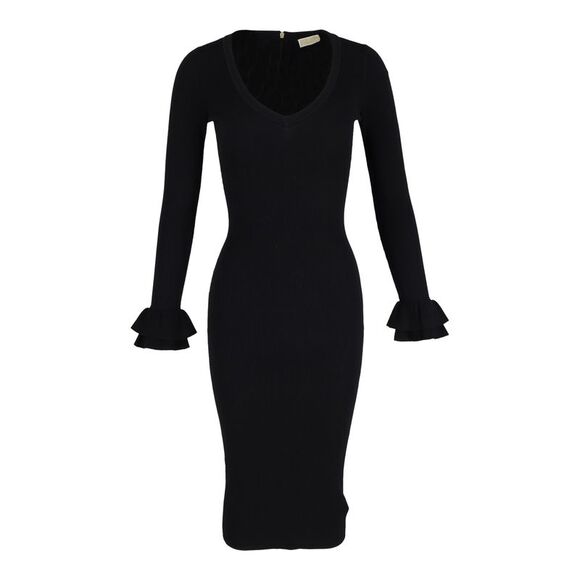Michael Kors V-neck Knitted Dress in Black Viscose